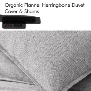 West Elm twin size flannel herringbone duvet and sham